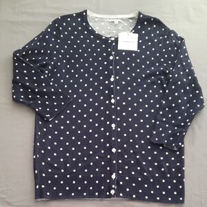 NWT Croft & Barrow Women's Polka Dot Cardigan - Navy and White - Size M